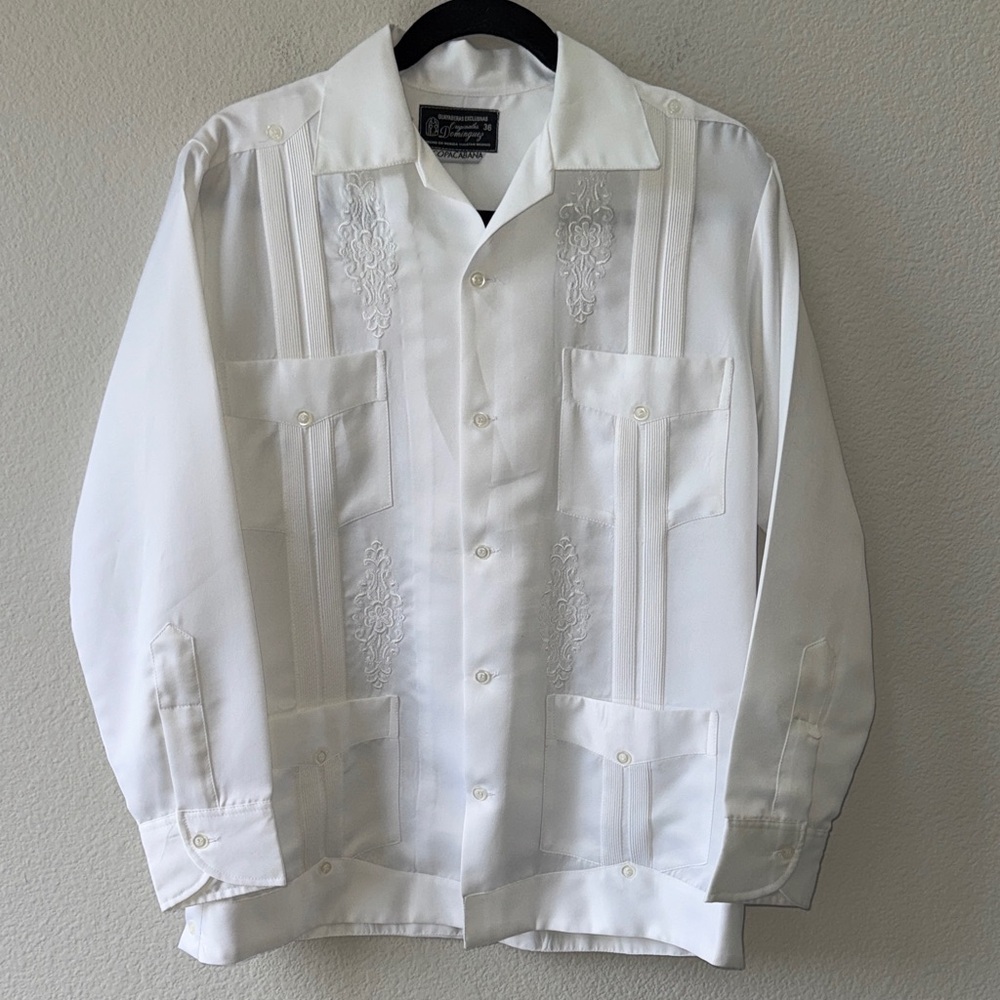 Guayabera Exclusivas Originales Dominguez Copacabana Long Sleeve Shirt Size 36